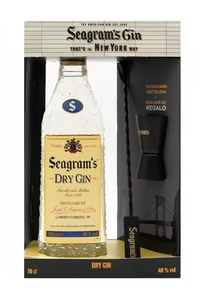 Ginebra Seagram S 700ml Jigger Y Cuchara De Regalo Michollo