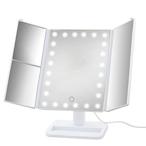 Espejo Maquillaje Tr Ptico Plegable Con Luz Led Michollo