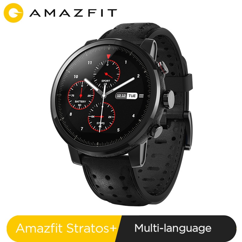 Amazfit reloj inteligente Stratos +, correa de cuero genuino, cristal de  zafiro, borreguito, para teléfono Android|Relojes inteligentes| - AliExpress