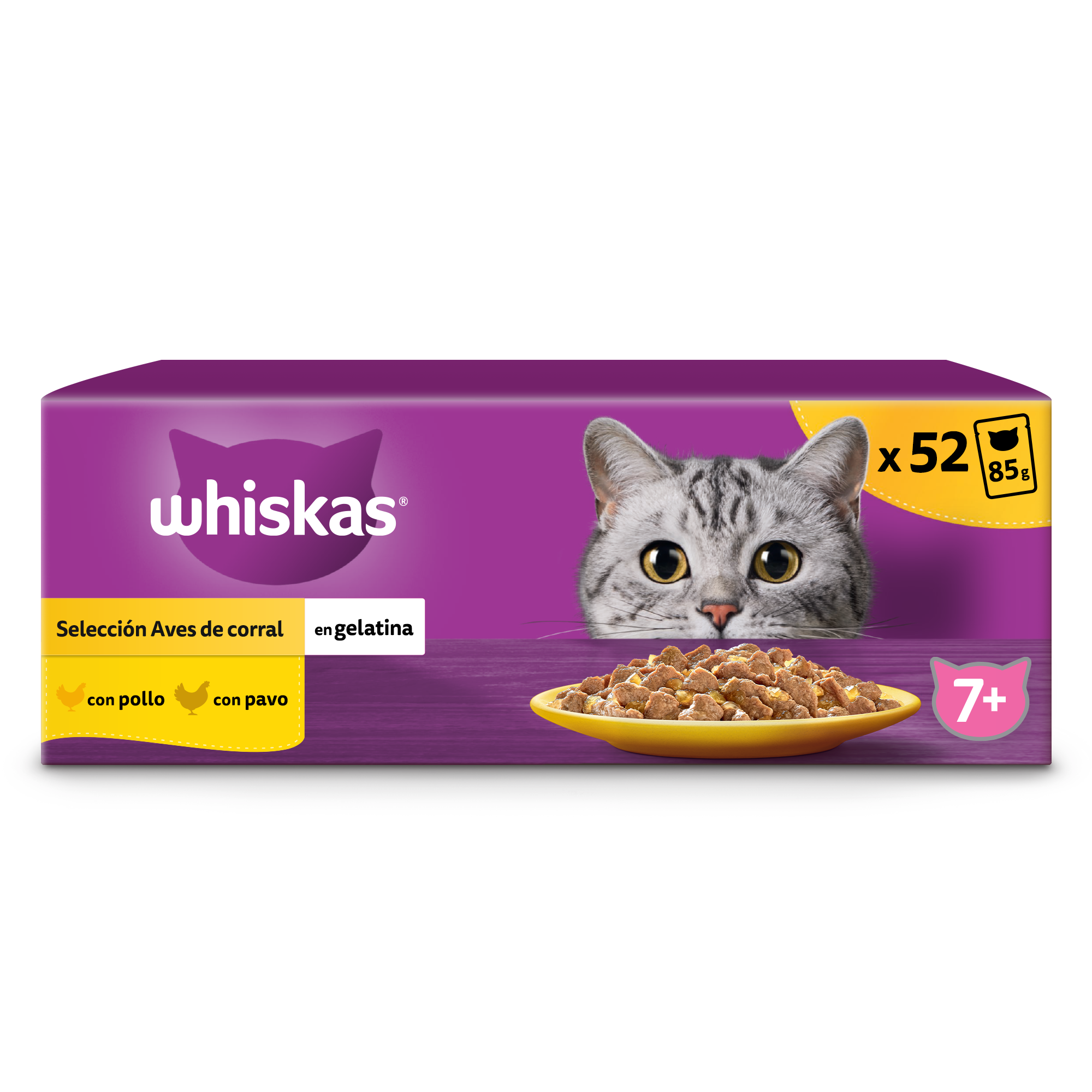 Pack 52 latas Whiskas comida húmeda sabor aves de corral »