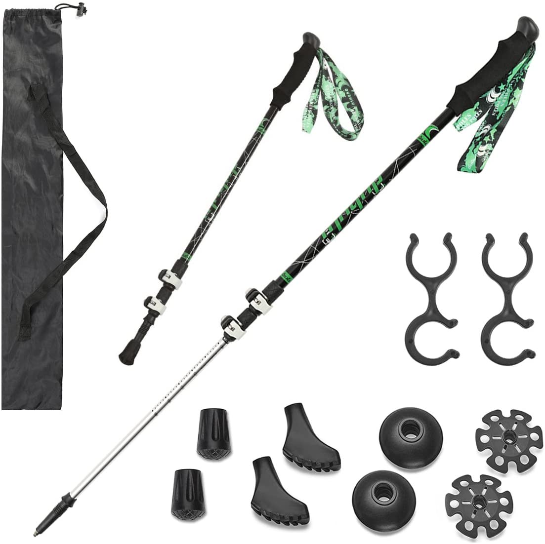 Juego De Bastones De Senderismo Plegables, Aluminio Resisten | Cuotas