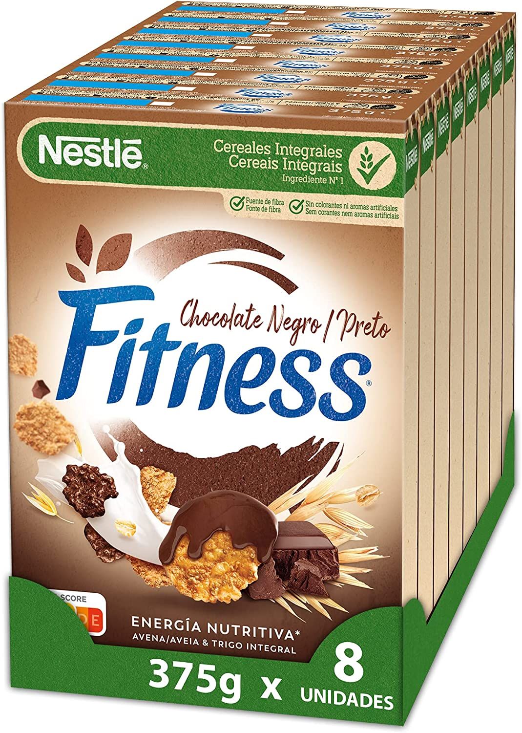 Pack de 8 cereales Nestlé Fitness chocolate negro »