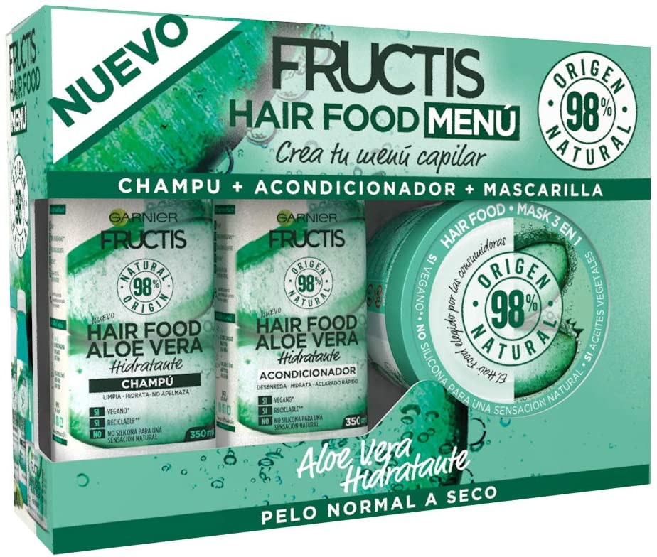 Pack Champú + Acondicionador + Mascarilla Garnier Fructis Hair Food