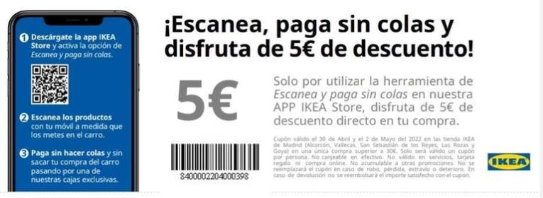 5€ de descuento directo por compras +30€ en IKEA
