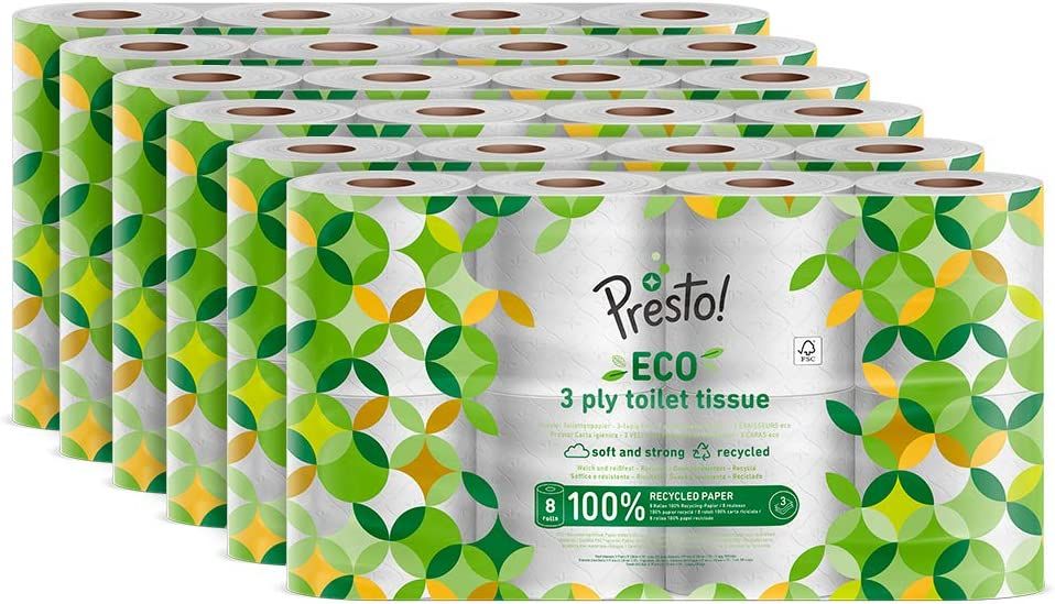 48 Rollos Papel higiénico de 3 capas ECO Presto! » Michollo.com