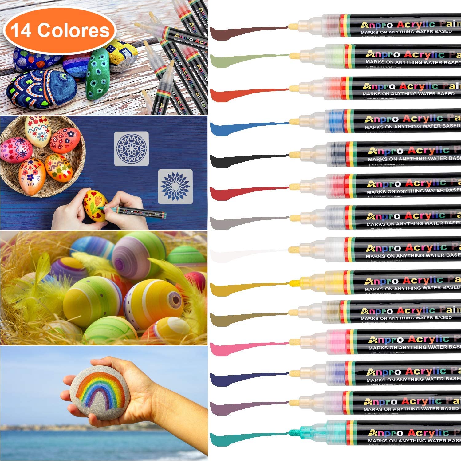 14 Bolígrafos de Pintura Acrílica permanente + Mandalas »