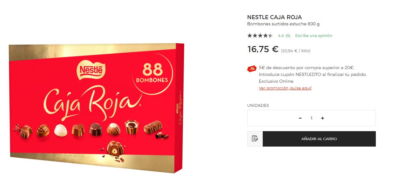  Nestlé Caja Roja Bombones de Chocolate - Bombones 800 gr
