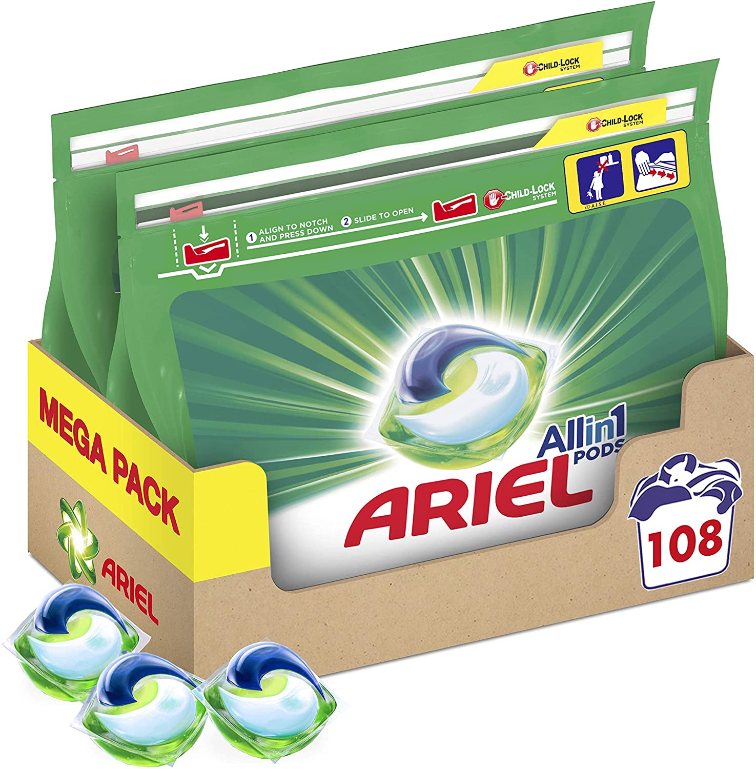 Cápsulas Ariel Allin1 Pods Original 108 lavados »