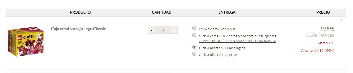 el corte ingles lego 3x2 2018