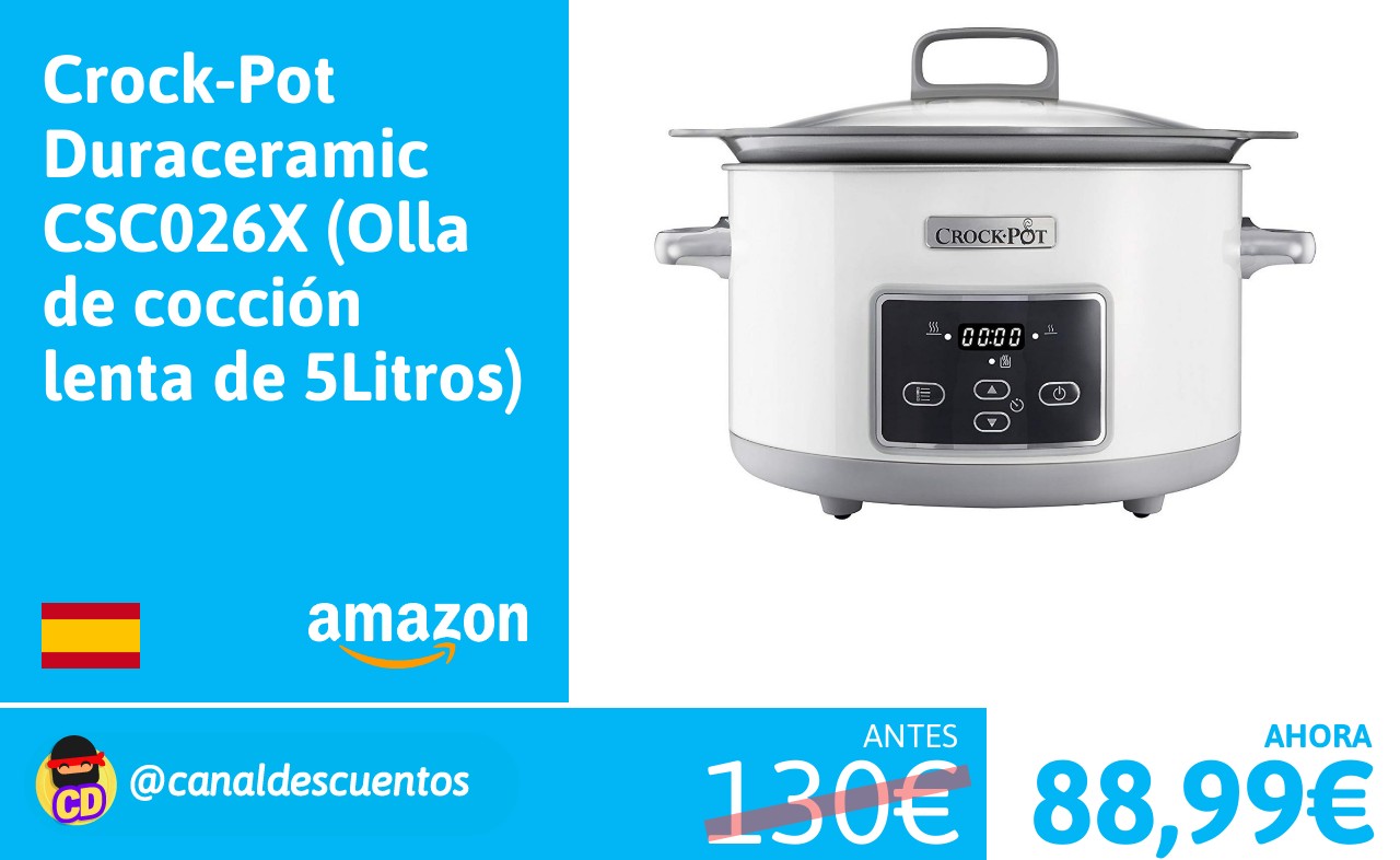 Crock Pot 5L Duraceramic Csc026X Olla de Cocción Lenta, 5 Crock Pot 5L Duraceramic Csc026X Olla de Cocción Lenta, 5