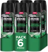 6x 150ml Desodorante Axe Emerald Geranium