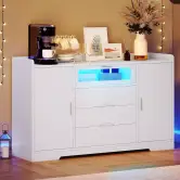 Aparador blanco con luces LED Yitahome