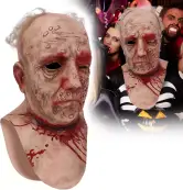 Máscara zombi espeluznante con cuello rajado