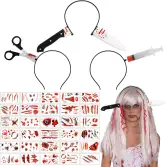3 diademas y 30 Tatuajes Zombie