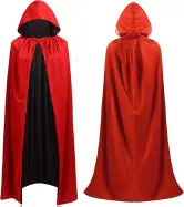 Capa roja y negra con capucha para disfraz