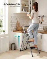 Escalera de tijera plegable de 3 escalones SONGMICS