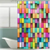 Cortina de baño de cuadriculada