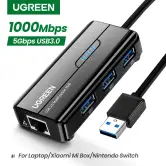 HUB UGREEN 3 puertos USB 3.0 y Ethernet  1GB