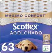 63 Rollos Papel Higiénico Scottex Acolchado 