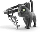Llavero de gato negro con ojos fosforescentes