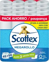 48 Rollos dobles Scottex Megarrollo