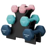 Juego de Mancuernas Hexagonales con Soporte