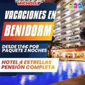 Vacaciones en Benidorm en Hotel 4 estrellas con pensión completa