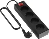 Regla con 4 enchufes, interruptor y protección infantil