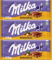 3x125g Milka Tableta de Chocolate con Leche de los Alpes con Trozos de Almendras