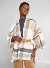 Poncho con flecos para mujer