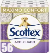 56 Rollos Papel Higiénico Scottex Acolchado