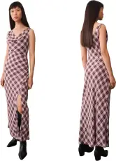 Vestido midi estampado cuadros