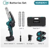 Motosierra eléctrica inalámbrica 6" + 2 baterías 21V + accesorios