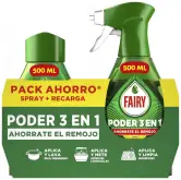 Fairy Poder Sin Remojo Limón Spray 1L +  antigrasa 500ml