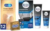 12x Durex Sensitivos + 2x50ml Veet Men Kit de Depilación