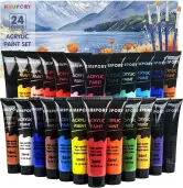 24x36ml Pinturas Acrílicas + 4 Pinceles