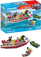 PLAYMOBIL Action Heroes Bote de Bomberos con Moto acuática