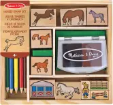 Melissa & Doug Juego de 10 sellos de caballos de madera + 5 lápices