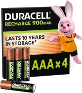 Pack 4 pilas recargables AA 900mAh Duracell