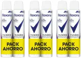 6x200ml Desodorante Rexona Invisible antimanchas