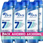 6x650ml H&S Pro-Expert 7 Champú Anticaspa