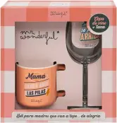 Mr. Wonderful Set de copa de vino + taza para madres