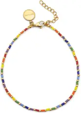 SINGULARU pulsera tobillera para mujer Rainbow acero baño de oro