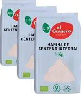 3 paquetes de Harina Ecológica de Centeno Integral