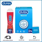 [11.11] Pack Durex: 24 preservativos Natural Comfort más lubricante 50ml fresa