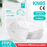 100 Mascarillas FFP2 con filtro KN95 5 capas