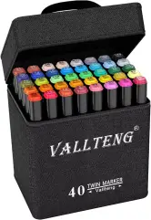 Vallteng Rotuladores de Alcohol de 40 Colores Doble punta Vallteng Rotuladores de Alcohol de 40 Colores Doble punta