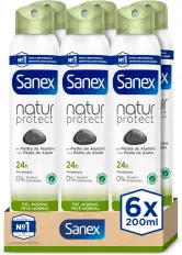 6x 200ml Desodorante Spray Sanex Natur Protect