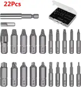 Juego de 22 brocas extractoras de tornillos dañados
