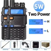 2x Walkie-talkie de alta potencia Baofeng UV-5R + Accesorios